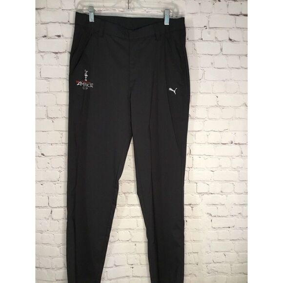 Puma Pants - Puma Mens 30 Golf Pants Flat Front  Black Polyester Blend W30 L32 34America Cup